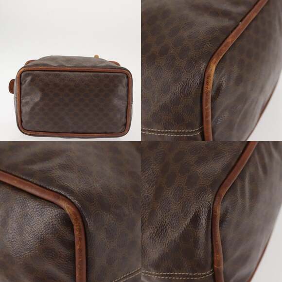 CELINE Macadam Canvas Hand Bag Pvc Leather Brown Gold - Picture 10 of 12